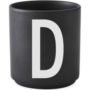 Kubek porcelanowy AJ czarny litera D