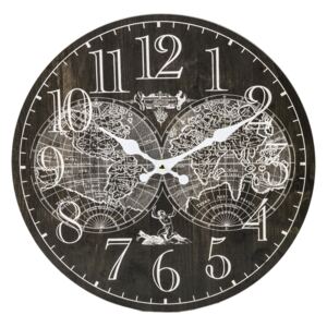 Czarny zegar ścienny Globo Ø34 cm