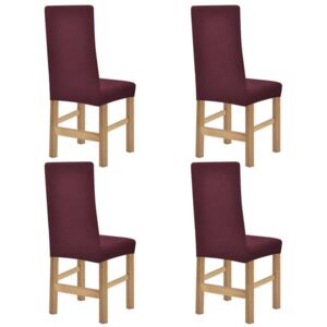 Elastyczne pokrowce na krzesła, prążkowane, 4 szt., burgundowe