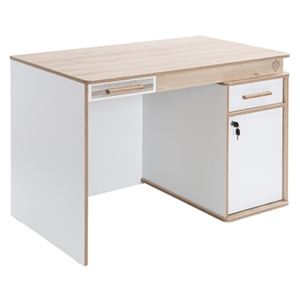 Rozsuwane biurko Dynamic z płyty wiórowej, dł.110 x szer.71 x wys.75 cm, biały/ naturalny