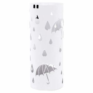 SELSEY Stojak na parasole Rain metalowy biały na planie koła