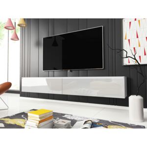 Szafka RTV LOWBOARD D 180 cm do salonu z opcją oświetlenia LED - BIAŁA