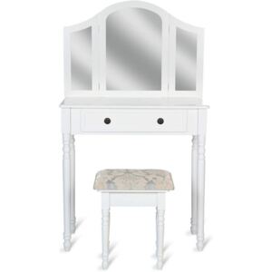 Toaletka z krzesłem, biała, 80 x 40 x 136 cm