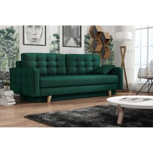 Sofa skandynawska z funkcją spania - ITALIA butelkowa zieleń