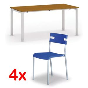 Stół konferencyjny AIR 1600 x 800 mm, Czereśnia + 4x krzesło LINDY
