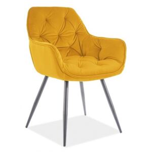 ❗️ Szybkie i bezpieczne zakupy, 2 lata gwarancji ❗️ Krzesło fotelowe CHERRY MATT VELVET żółte aksamitne Signal