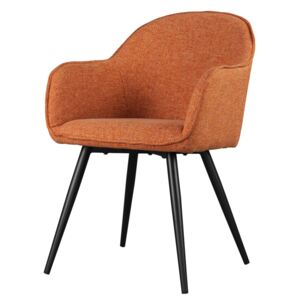 SELSEY Krzesło tapicerowane z podłokietnikami Bill rude na czarnych nogach ze stali
