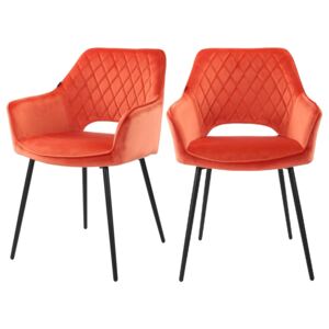 SELSEY Zestaw dwóch krzeseł tapicerowanych Meriva pomarańczowe