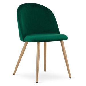 Zielone welurowe krzesło tapicerowane ACTO 3385/ 4 sztuki