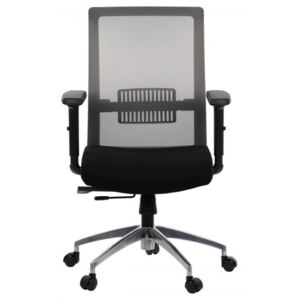 Krzesło biurowe obrotowe RIVERTON - oparcie siatkowe SZARE, podstawa aluminiowa