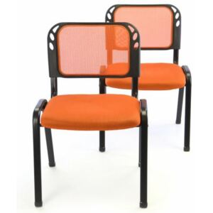 Zestaw 2 krzeseł kongresowych do ustawiania w stosy - pomara