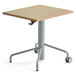 Stół ARISE, z regulacją wysokości, 600x700 mm, rama szary, linoleum beż