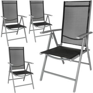 4 x Krzesło ogrodowe składane srebrny/czarny