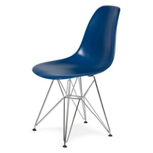Krzesło DSR SILVER atramentowy.27 - podstawa metalowa chromowana K-130.BLUE.27.DSR - King Home - Sprawdź kupon rabatowy w koszyku