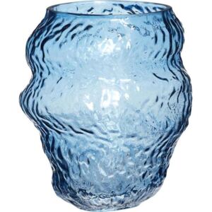 Wazon Hübsch 18 cm niebieski szklany