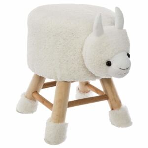 Pufa na drewnianych nogach w kształcie owcy, kolor biały, Atmosphera