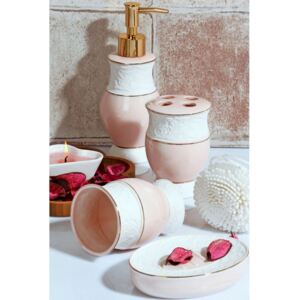 Komplet różowych dodatków łazienkowych Baroque