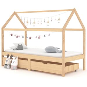 Łóżko dziecięce z szufladami, lite drewno sosnowe, 90x200 cm