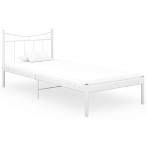 Rama łóżka, biała, metal i sklejka, 90 x 200 cm