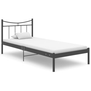 Rama łóżka, czarna, metal i sklejka, 90 x 200 cm