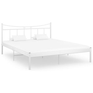 Rama łóżka, biała, metal i sklejka, 160 x 200 cm