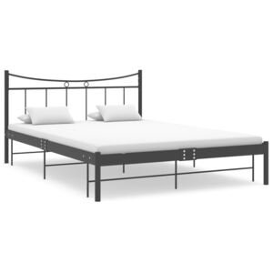 Rama łóżka, czarna, metal i sklejka, 140 x 200 cm