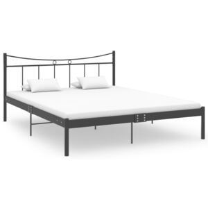 Rama łóżka, czarna, metal i sklejka, 160 x 200 cm