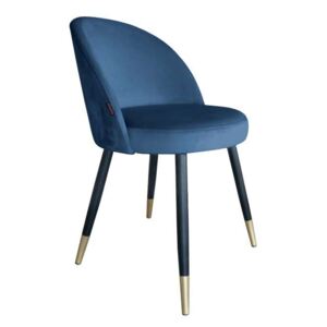 Niebieskie tapicerowane krzesło CENTAUR materiał MG-33 ze złotą nogą - Niebieski