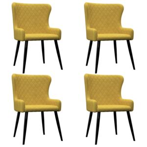 Krzesła jadalniane, 4 szt., żółte, aksamitne