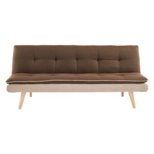 3-osobowa sofa rozkładana klik-klak z tkaniny MOUFFETARD - Kolor brązowy i beżowy