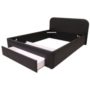 Łóżko z szufladą SELINA - 140x190 cm - Szara ekoskóra