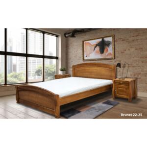 Łóżko drewniane CEZAR 140×200 cm dębowe ze stelażem kolor drewna + 2 szafki nocne