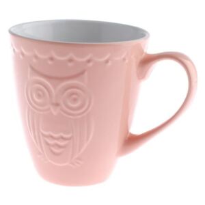 Różowy kubek ceramiczny Dakls Owl, 530 ml