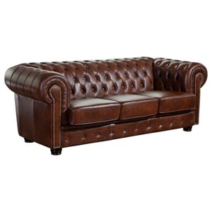 Brązowa skórzana sofa 3-osobowa Max Winzer Norwin