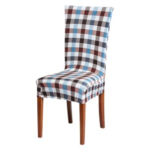 Pokrowiec na krzesło - niebiesko-brazowa krata - Rozmiar uni