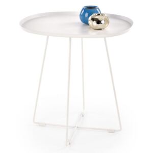 Metalowy stolik z blatem w kształcie tacy Tina biały