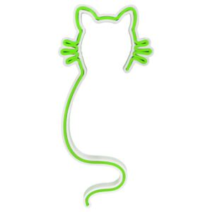 SELSEY Neon na ścianę Letely w kształcie kota zielony