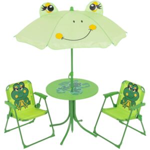 SELSEY Zestaw ogrodowy Żabki stolik z dwoma krzesełkami i parasolem