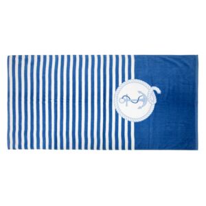 Ręcznik plażowy 70x140cm Kotwica 3 biało-niebieski