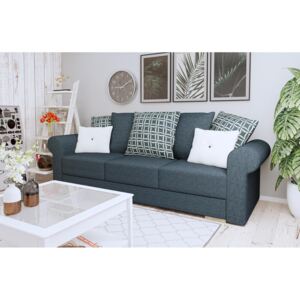 Wygodna kanapa sofa z funkcją spania Sofia pleciona tkanina niebieska angielski styl