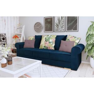 Wygodna duża kanapa sofa z funkcją spania Sofia angielski styl welur francuski sprężyny granat