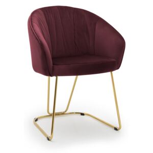 Krzesło tapicerowane Olimpia burgundowe nogi złote