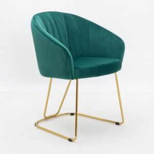 Krzesło tapicerowane Olimpia zielone nogi złote
