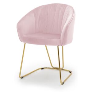 Krzesło tapicerowane Olimpia różowe nogi złote