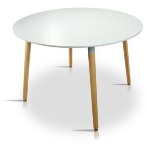 Stół okrągły Ø 110 cm GIRONA - Szary z bukowymi nogami