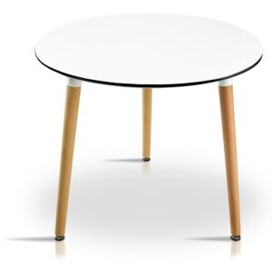 Stół okrągły ⌀ 80 cm LUGO - WHITE/BLACK z bukowymi nogami