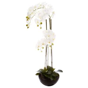 Sztuczna orchidea w doniczce, 115 cm, kolor biały