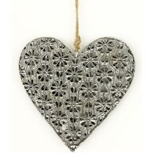 Metalowa dekoracja do zawieszenia Floral heart, 14 cm