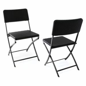 Zestaw 2 składanych krzeseł poliratanowych 80 x 40 cm