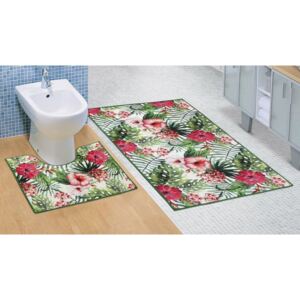 Bellatex Zestaw dywaników łazienkowych Hibiskus 3D, 60 x 100 cm, 60 x 50 cm
